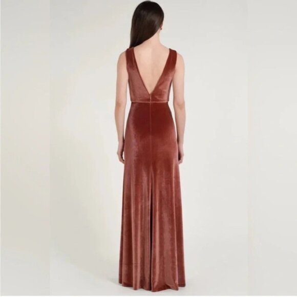 Jenny Yoo Logan Velvet Sleeveless Illusion Plunging V-Neck Gown Maxi Dress 2 - Picture 7 of 16